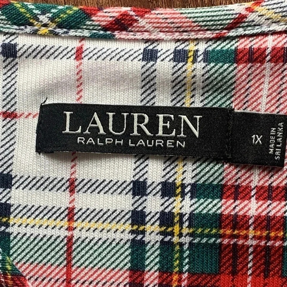 Ralph Lauren Plaid Long Sleeve Knit Top with Pants Pajamas Set 1X NWT - Picture 3 of 9